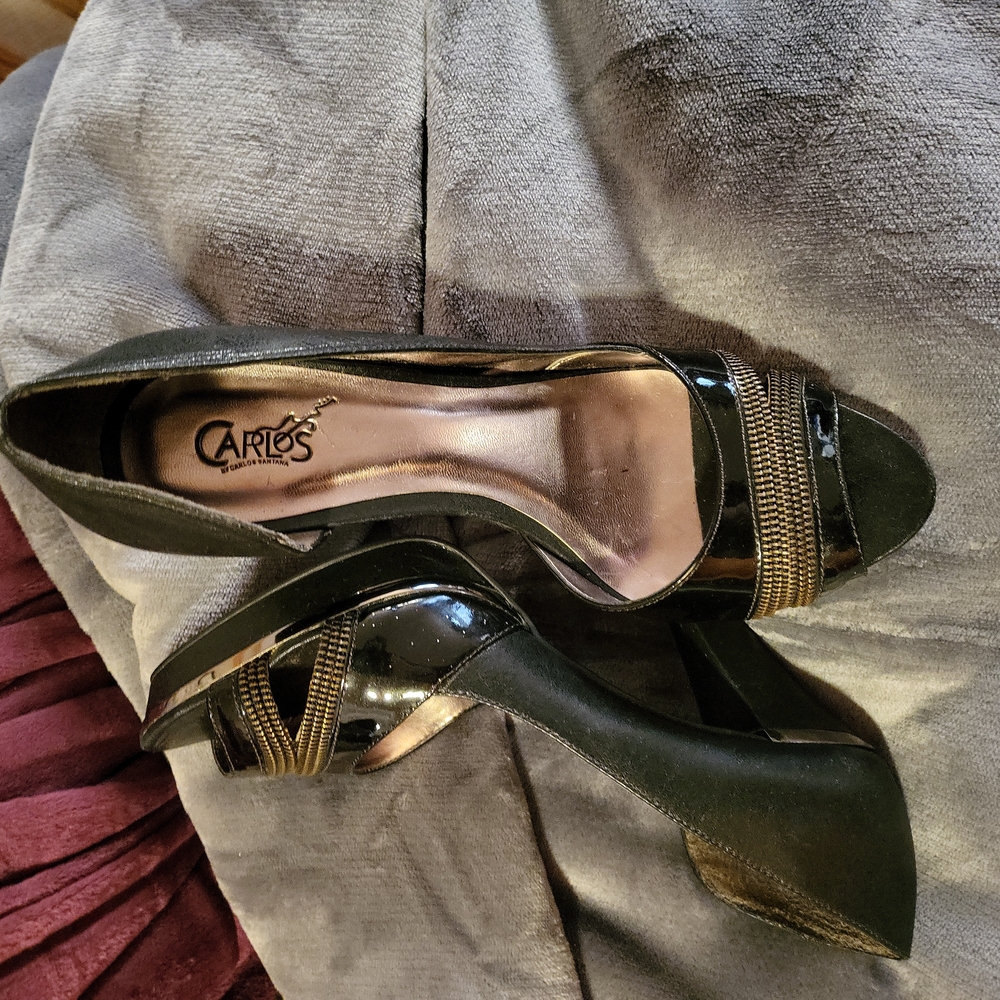 Carlos Santa Black Zipper heels